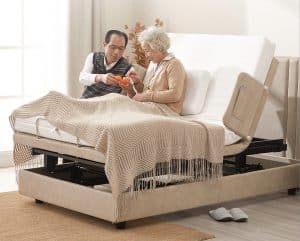 couple using adjustable bed